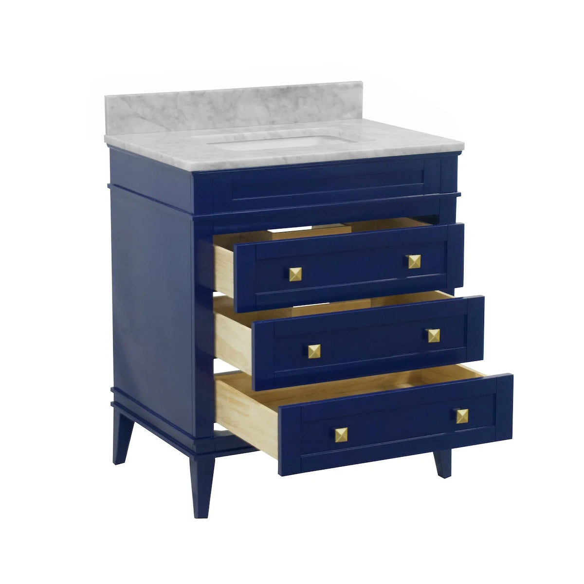 Eleanor 30" Bathroom Vanity with White Cabinet and Carrara Marble Top
