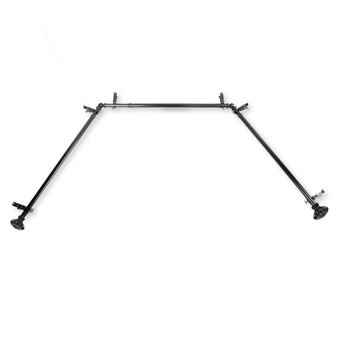 Deirdre 13/16" Bay Window curtain rod 20"-36", 38"-72" - Black