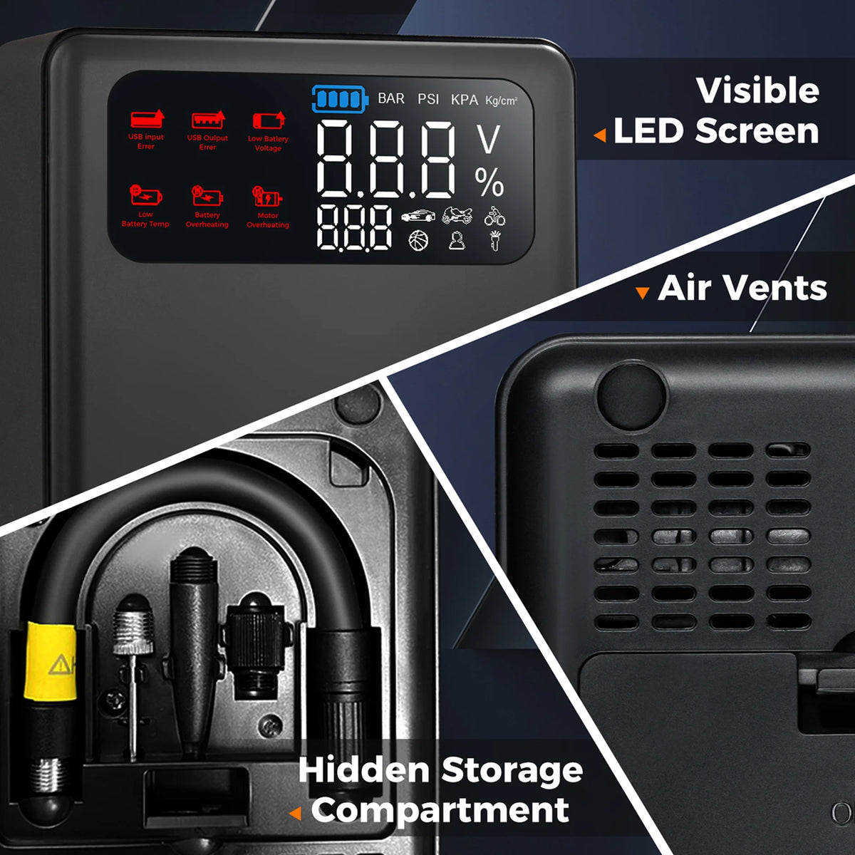 Costway Jump Starter with Air Compressor 150PSI Digital Tire Inflator LED Screen Portable