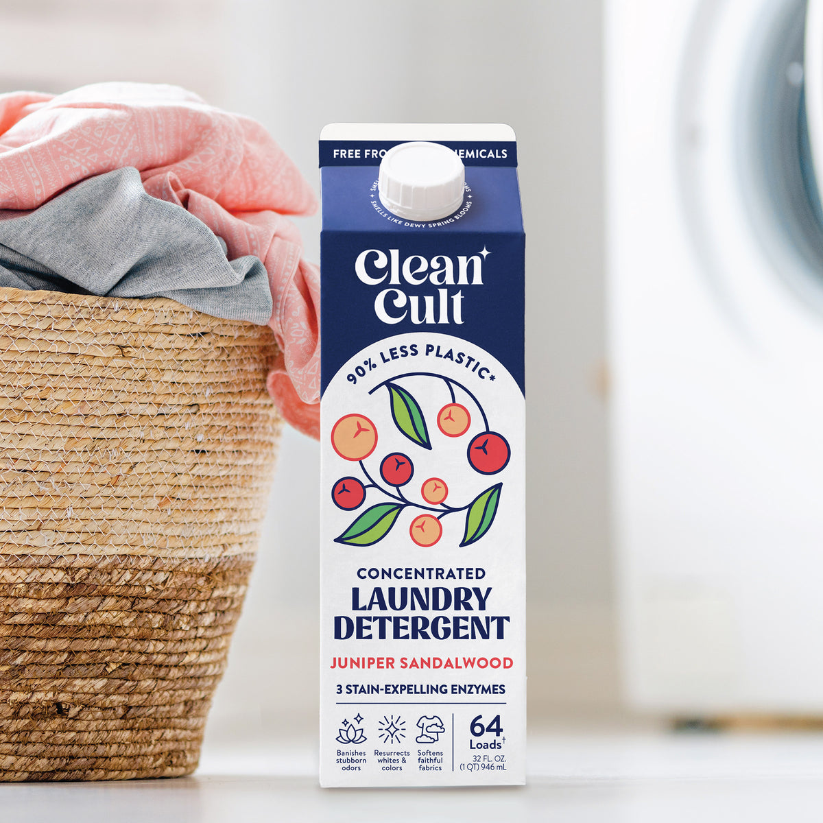 Cleancult Liquid Laundry Detergent, Juniper Sandalwood, 192 Loads, 96 fl oz
