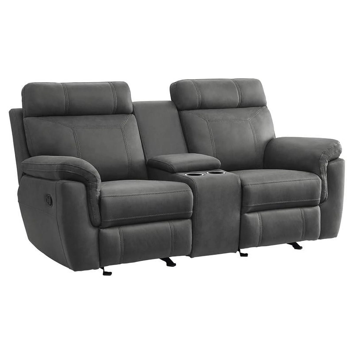 Lexicon Clifton 76" Microfiber Double Glider Reclining Love Seat in Gray