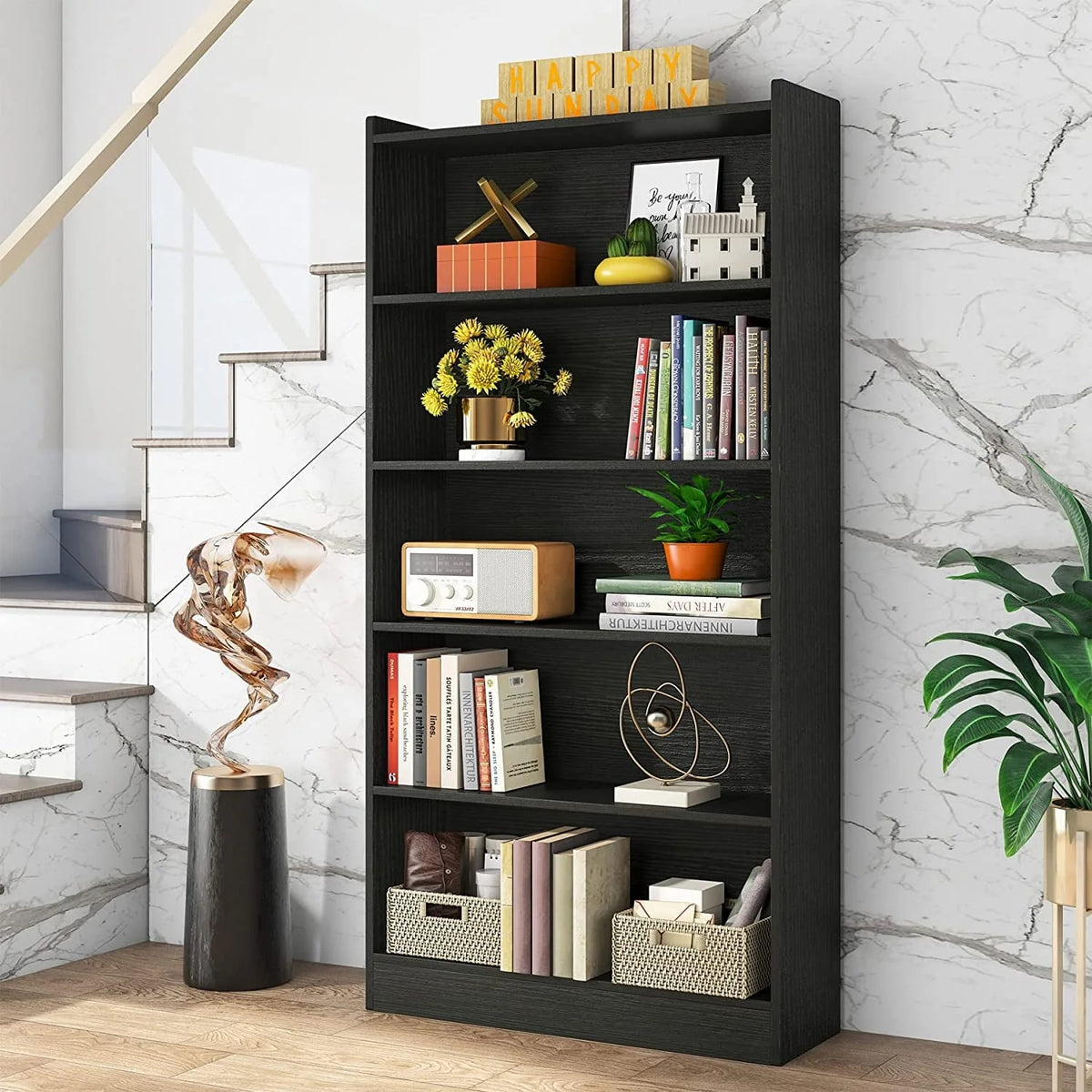Tribesigns 72" Tall Bookshelf, Modern 6-Shelf Open Bookcase, White