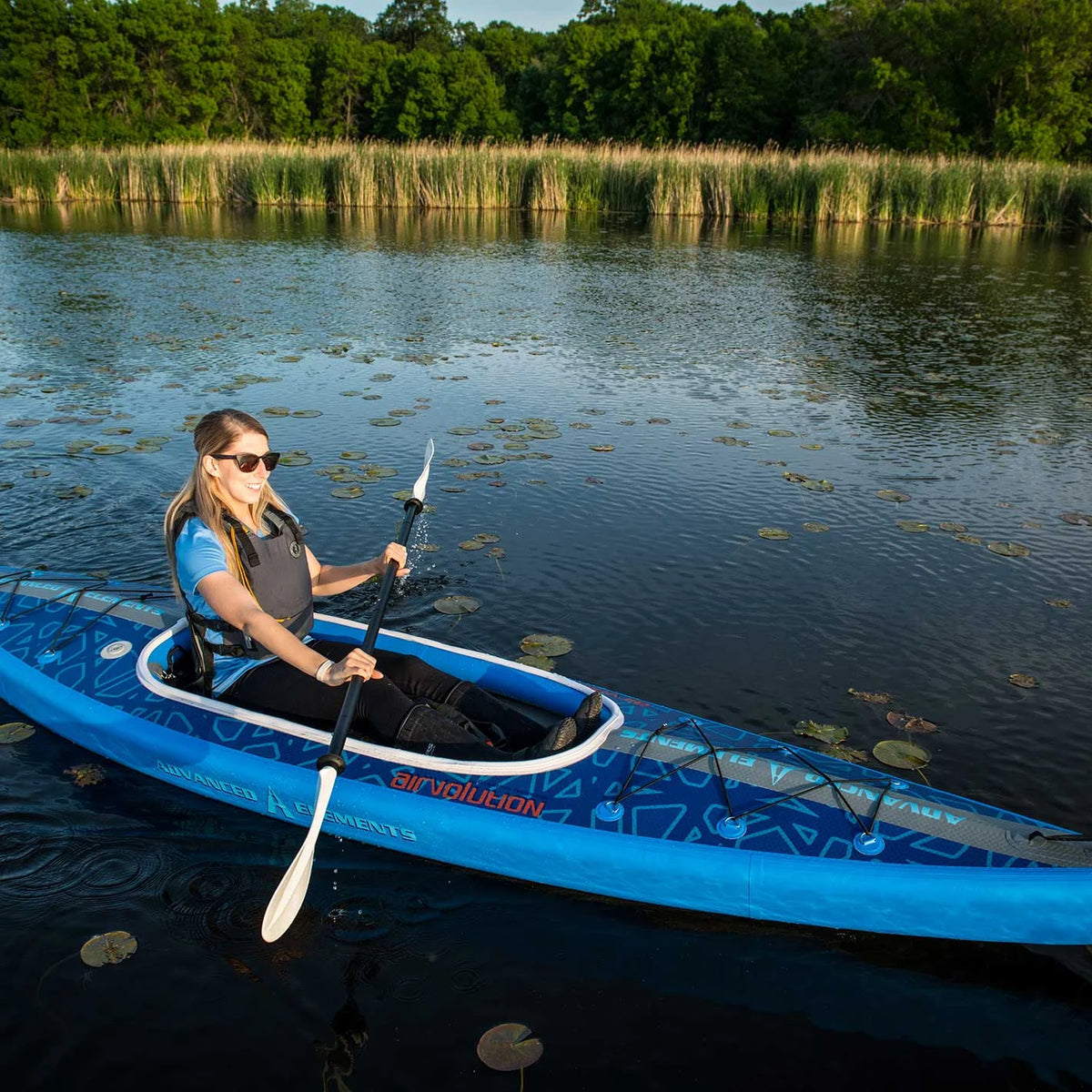 Advanced Elements AirVolution? - Recreational Inflatable Kayak with Pump - 13 ft - Blue