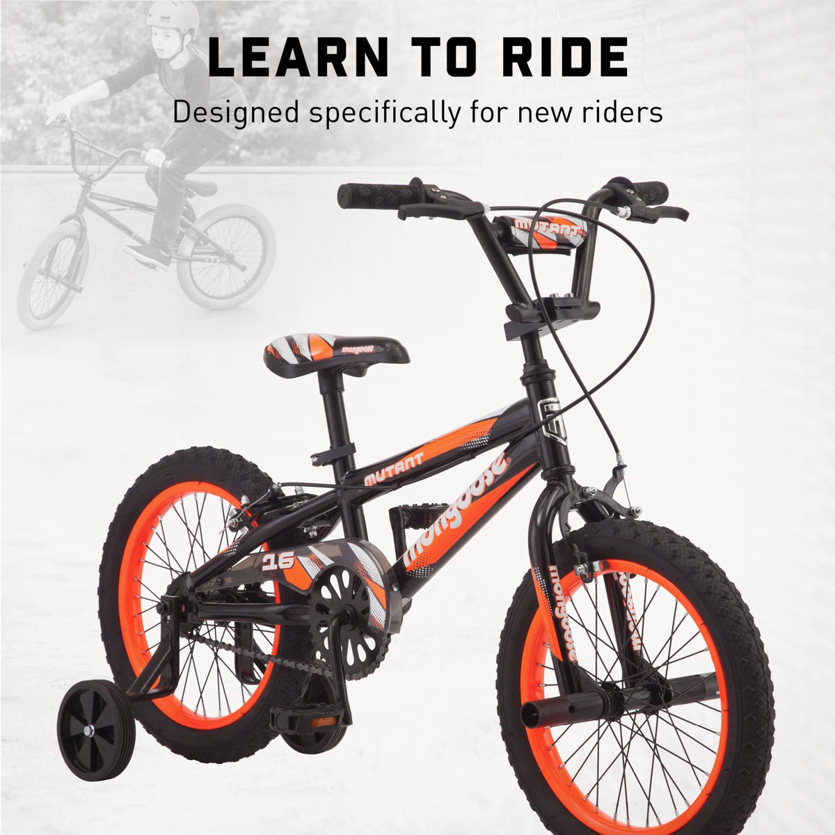 16" Mutant Kid's BMX Bike, Ages 3-5, Black & Orange