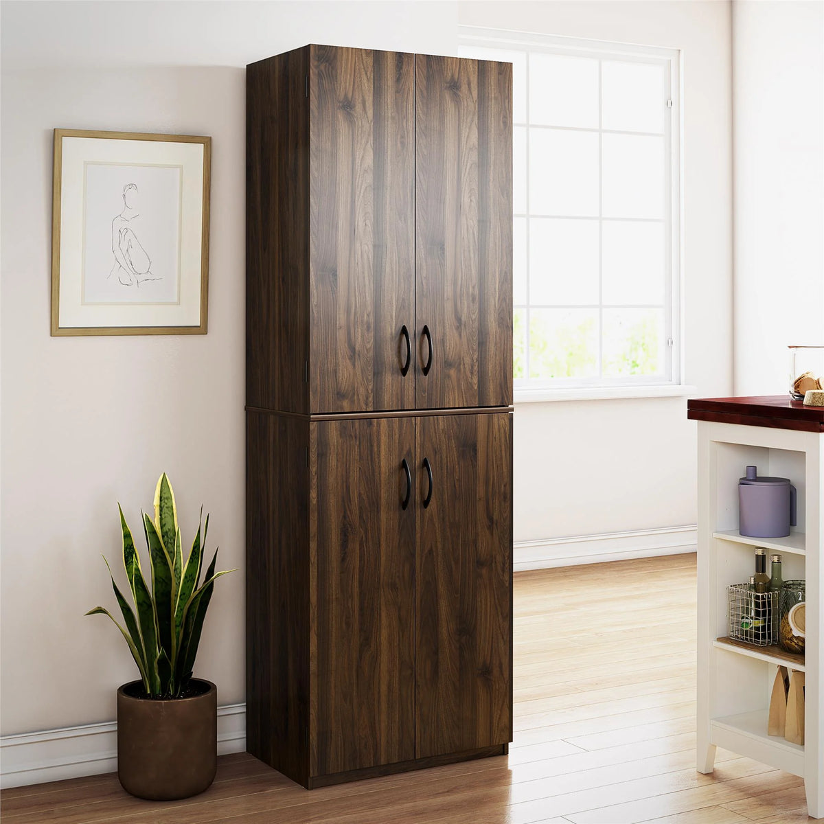 Mainstays 72" 4-Door Storage Cabinet, Espresso