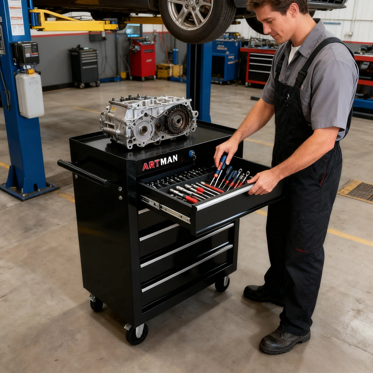 ARTMAN 5 Drawer Rolling Tool Chest, Tool Storage Cabinet  with Wheels and Drawers for Garage Warehouse