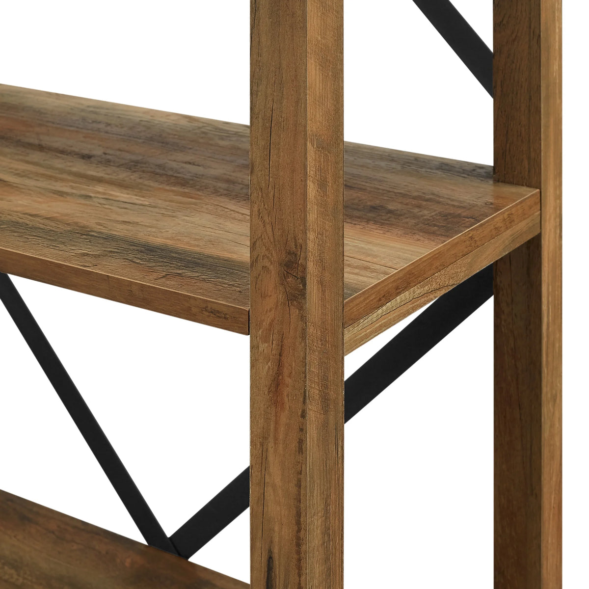 Walker Edison Rustic Industrial 4-Shelf Bookcase, Dark Walnut