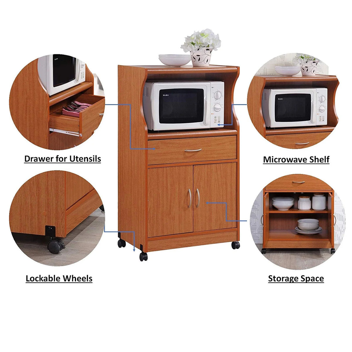 Hodedah HIK77 Microwave Cart