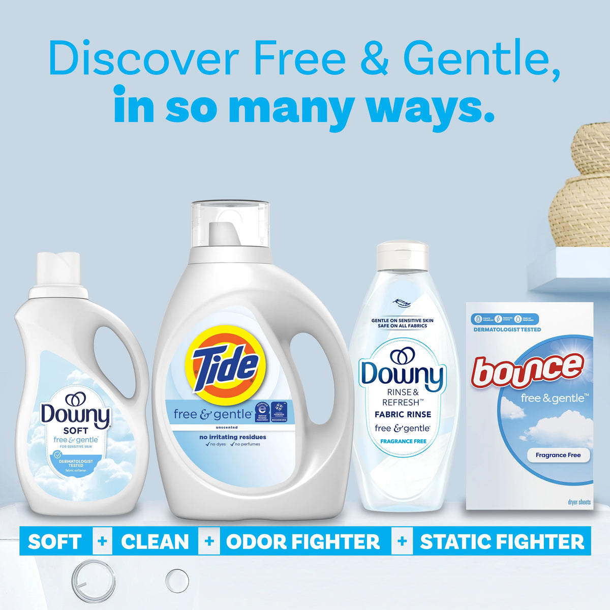 (4 pack) Tide Free & Gentle Laundry Detergent Liquid, 84 fl oz, 64 loads