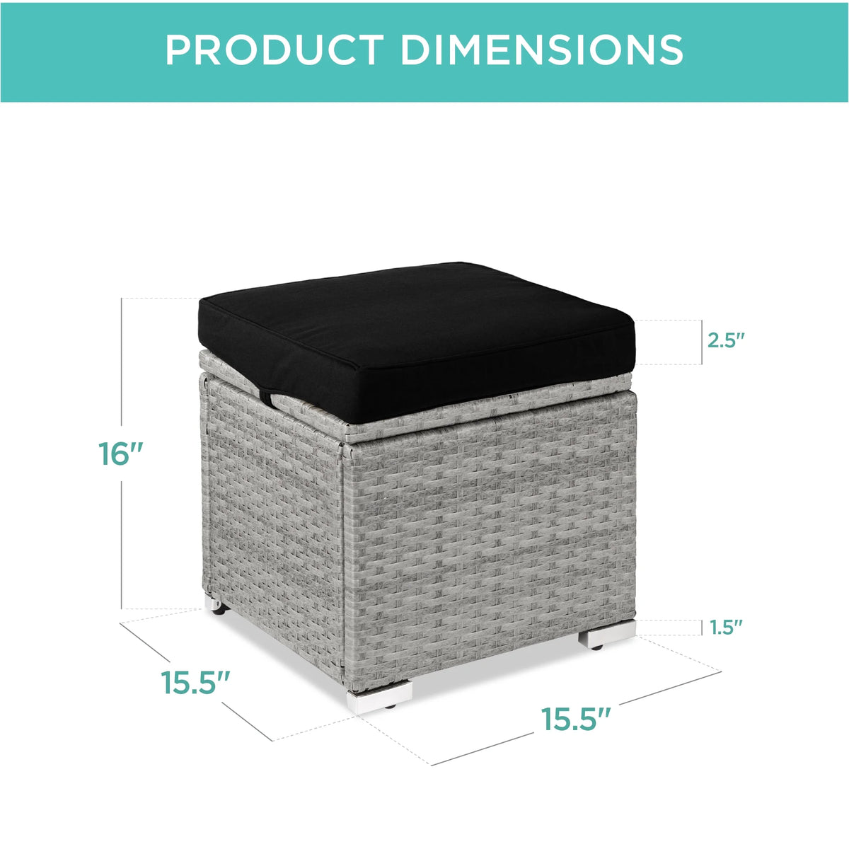 Best Choice Products Set of 2 Wicker Ottomans, Multipurpose Furniture w/ Removable Cushions - Brown/Beige