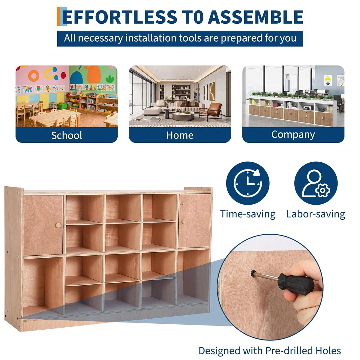 Ataucjin 5-Section Classroom Coat Locker, 20 Cubbies for Classrooms, Daycare Cubby with 4 Casters, 5 Hooks and 2 Storage Boxes, for Home, School, Kindergarten