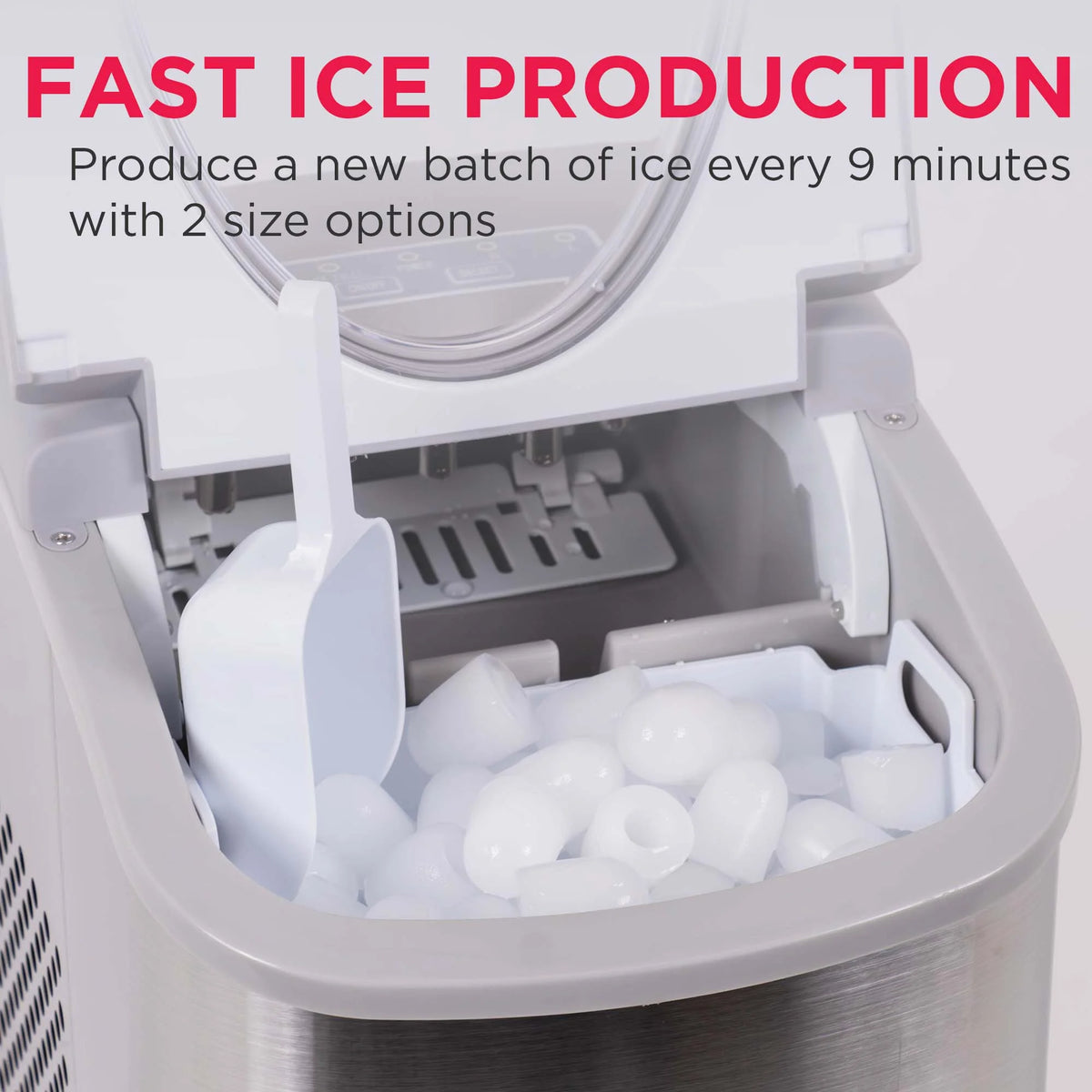 Frigidaire, 26 lbs. Ice Maker, Bullet-Shaped Ice, Stainless Steel, EFIC130