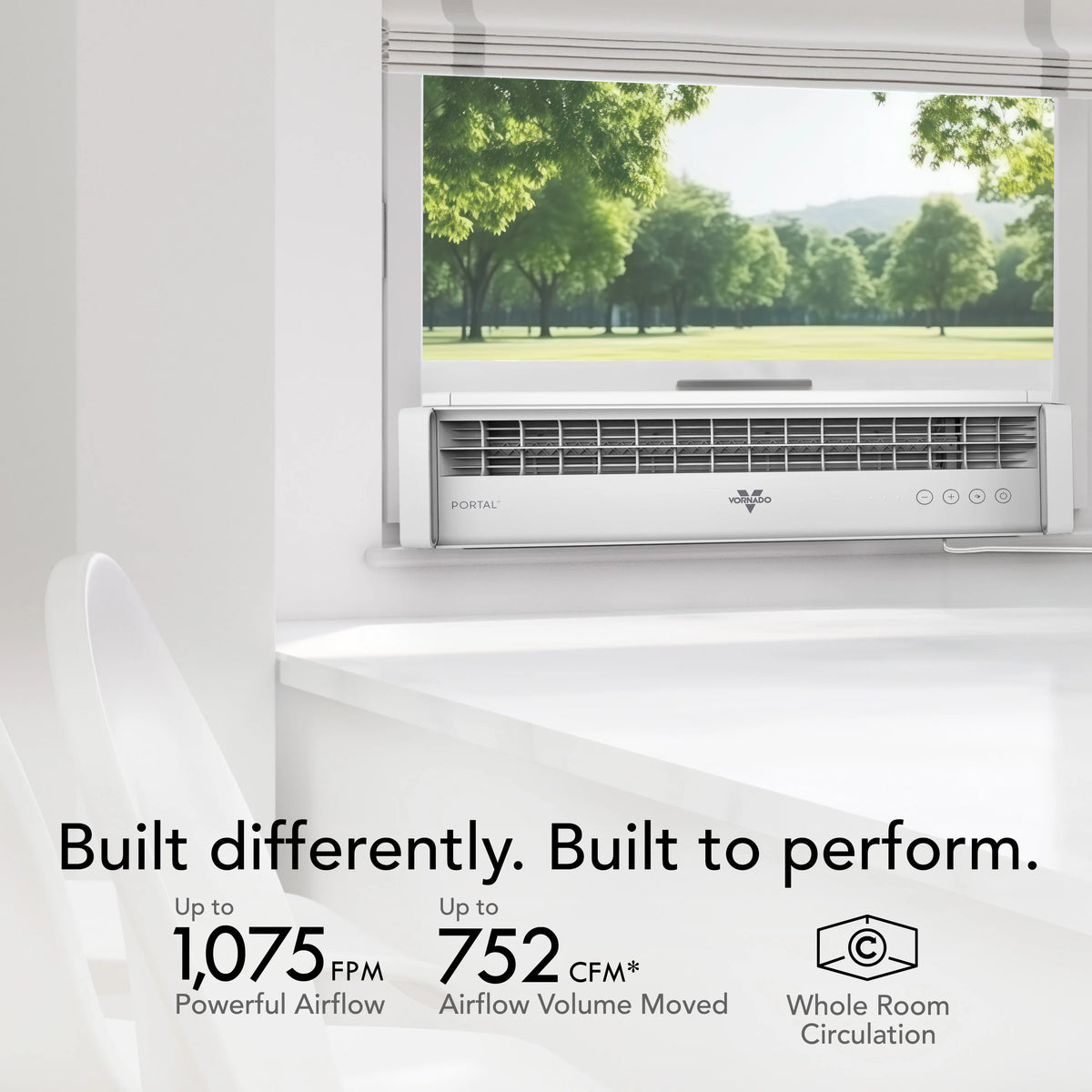 Vornado Portal? Window Fan with 3 Speeds, Reversible Exhaust Mode, Weather Resistant, for Kitchen, Bedroom, Home