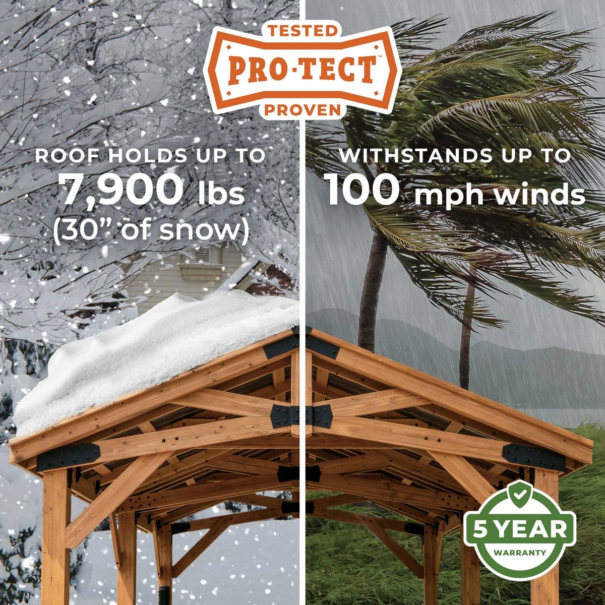 Backyard Discovery Arlington 12'x12' Cedar Wood Gazebo, Galvanized Steel Roof, PowerPort