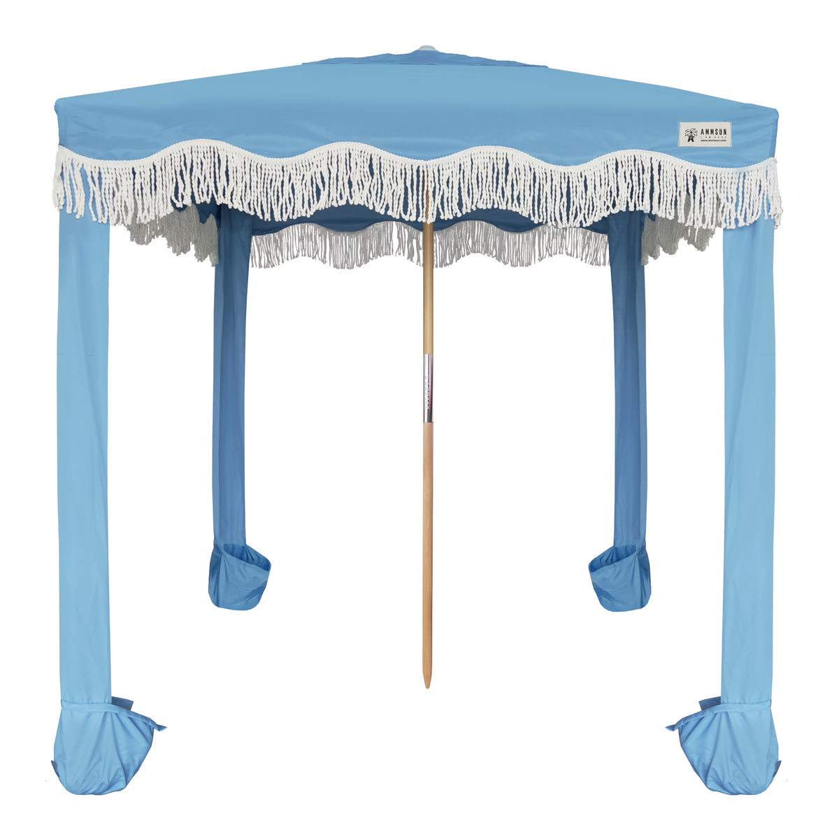 AMMSUN 6'×6' Boho Beach Cabana Tent Canopy with Tassels Fringe UPF50+ Outdoor for Beach Patio,White