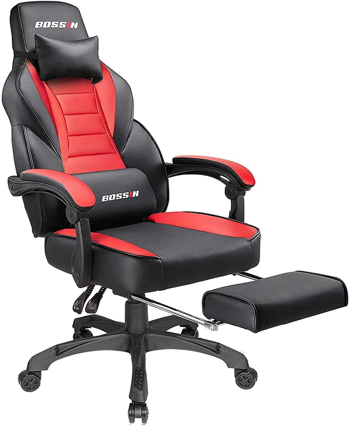 Bossin Gaming Chairs with Footrest,2022 Leather Game Chair for Adults,Big and Tall Gamer Chair with Headrest and Lumbar Support