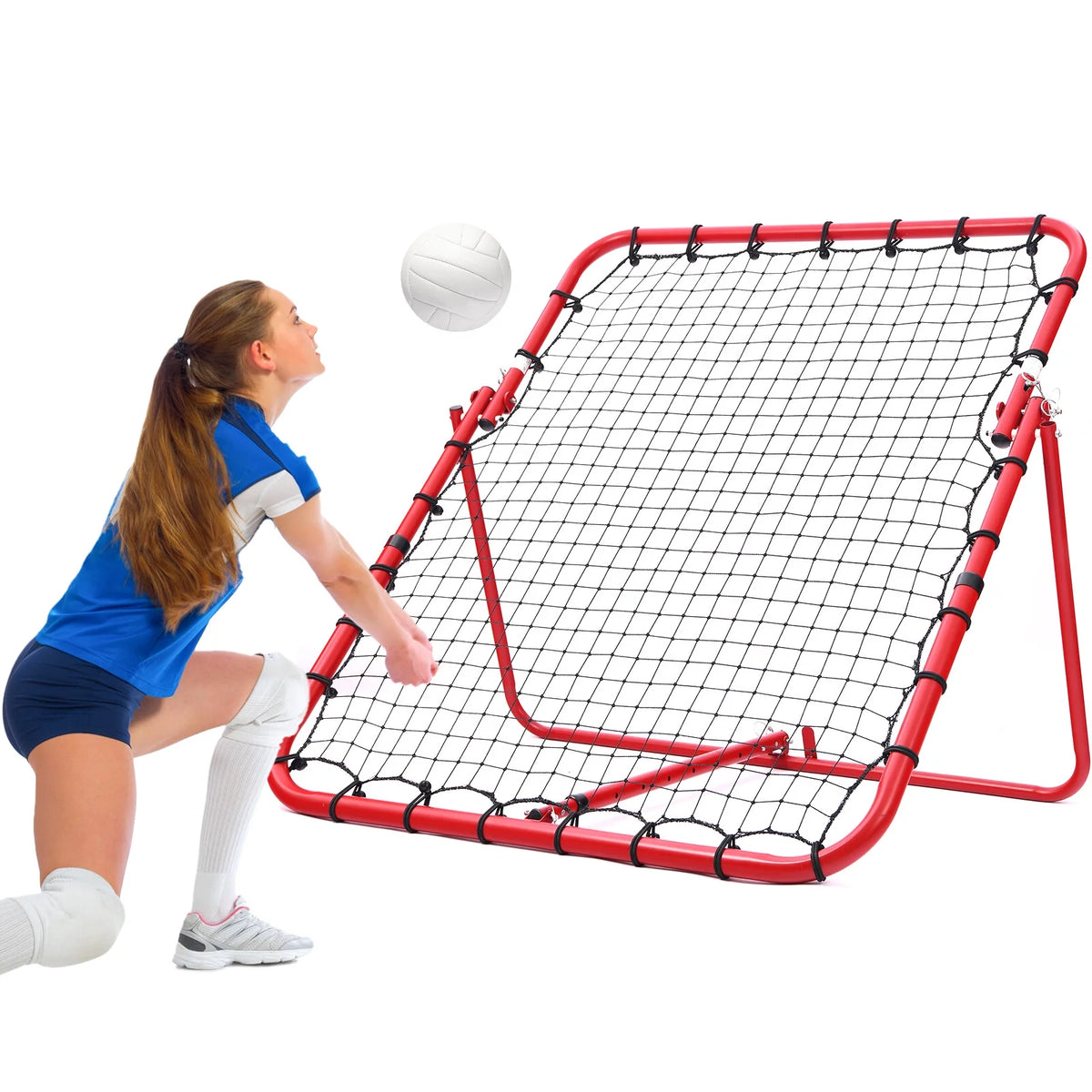 Patiassy Installation-Free Volleyball Rebounder Net 7 Adjustable Angles Volleyball Practice Net with Adjustable Angles, Heavy Duty Baseball Rebounder Net Soccer Rebounder, 3.8 x 4.5 feet
