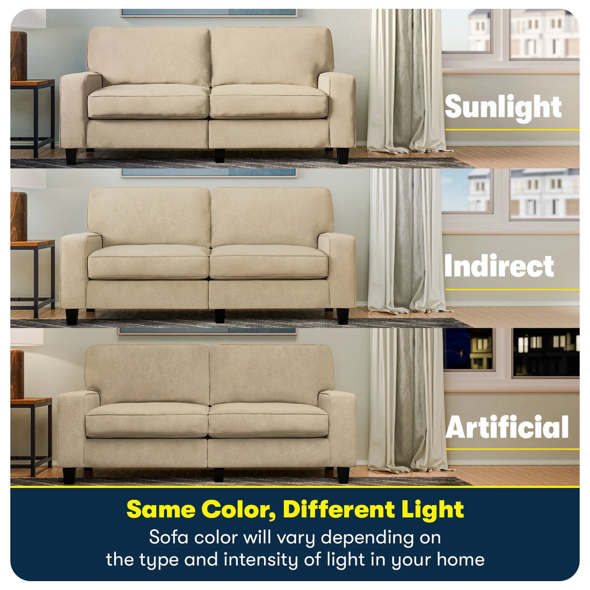 Serta Palisades 61" Track Arm Sofa Loveseat with Removable Covers Beige