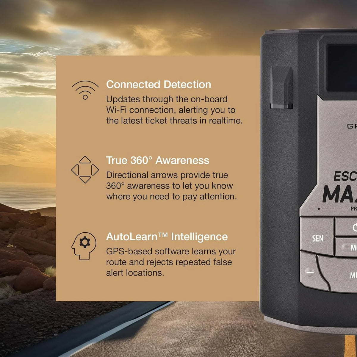Escort MAX 360c Laser Radar Detector - WiFi & Bluetooth Enabled, 360�� Protection, Extreme Long Range, Voice Alerts, Apple CarPlay & Android Auto Compatible