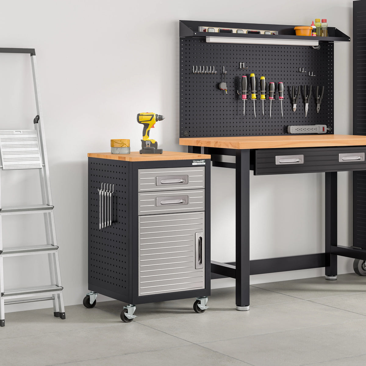 Seville Classics ULTRAHD? 2-Drawer Rolling Steel File Cabinet, Granite Gray