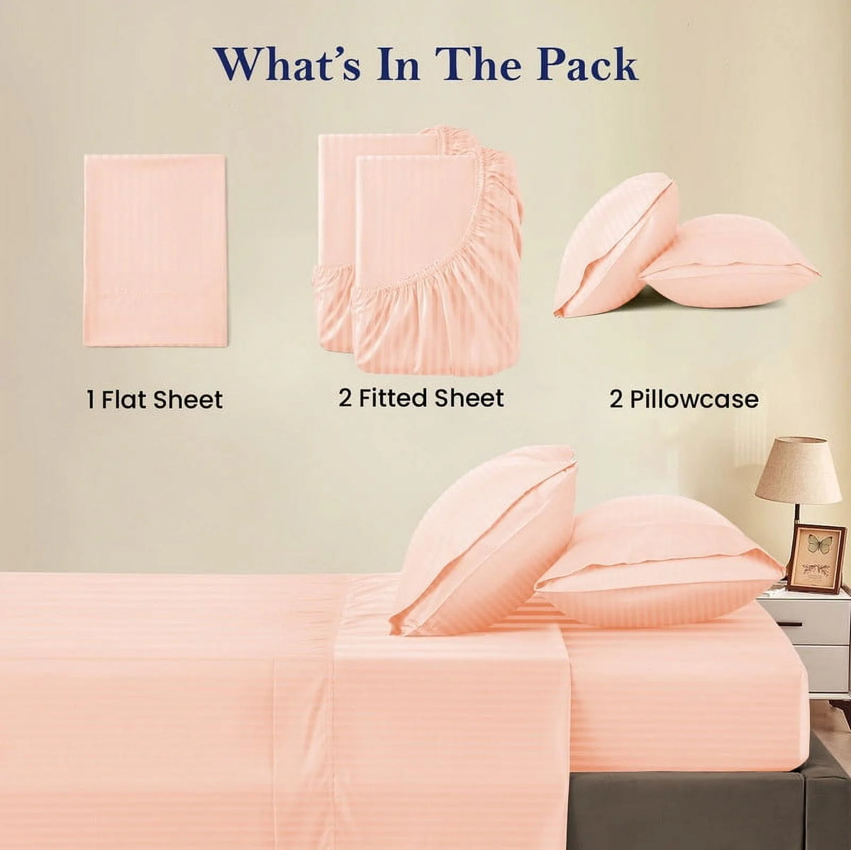 5-Piece Split Queen Sheet Set, 800 Thread Count, 100% Egyptian Cotton, Color Aqua Blue Stripe Pattern, Fits 16-Inch Deep Mattresses
