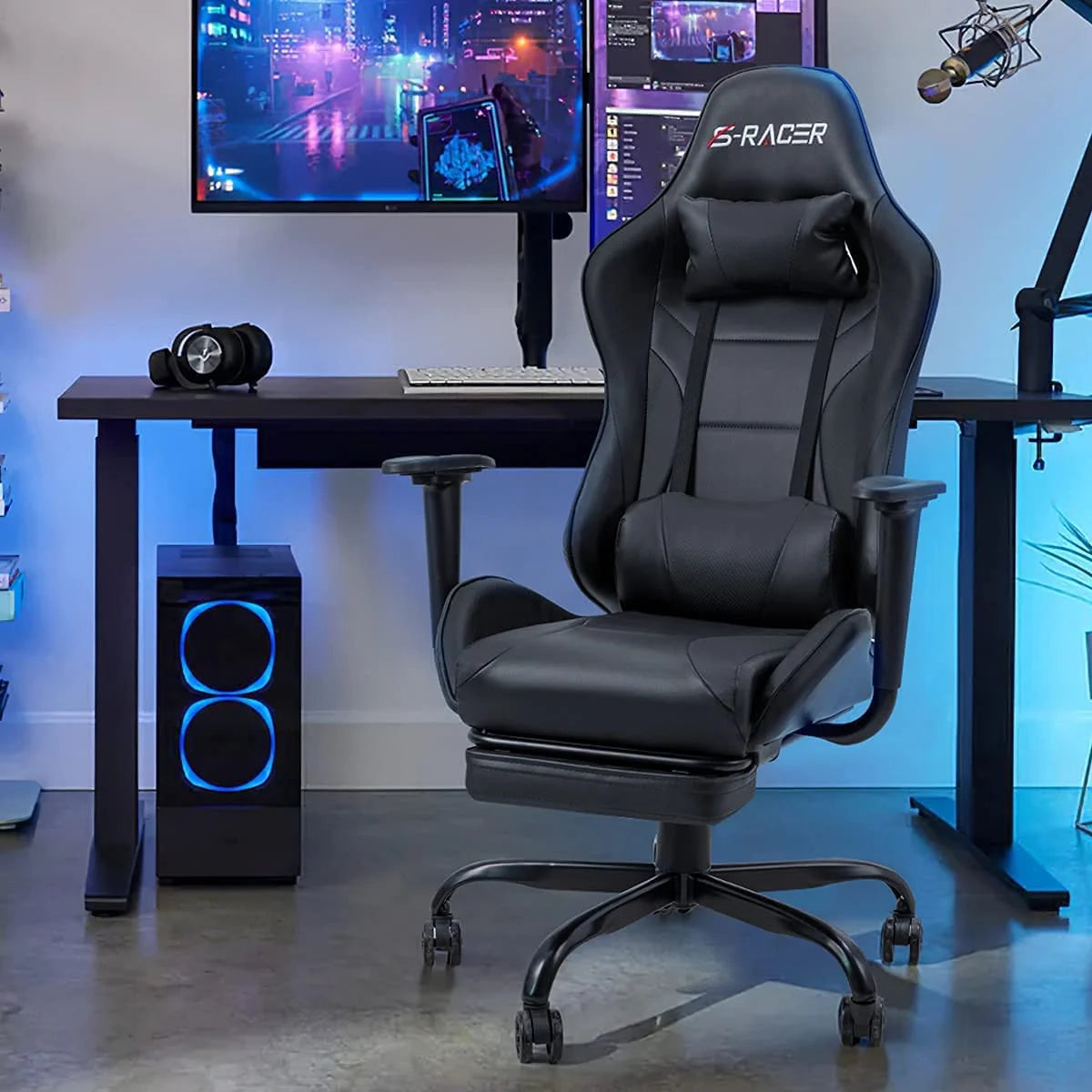 Lacoo High Back Gaming Chair Ergonomic Gaming Computer Chair,Black