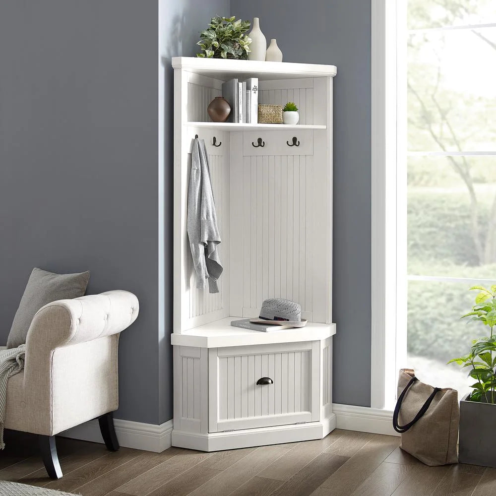 Crosley Seaside Hall Tree-Finish:Distressed White,Style:Corner