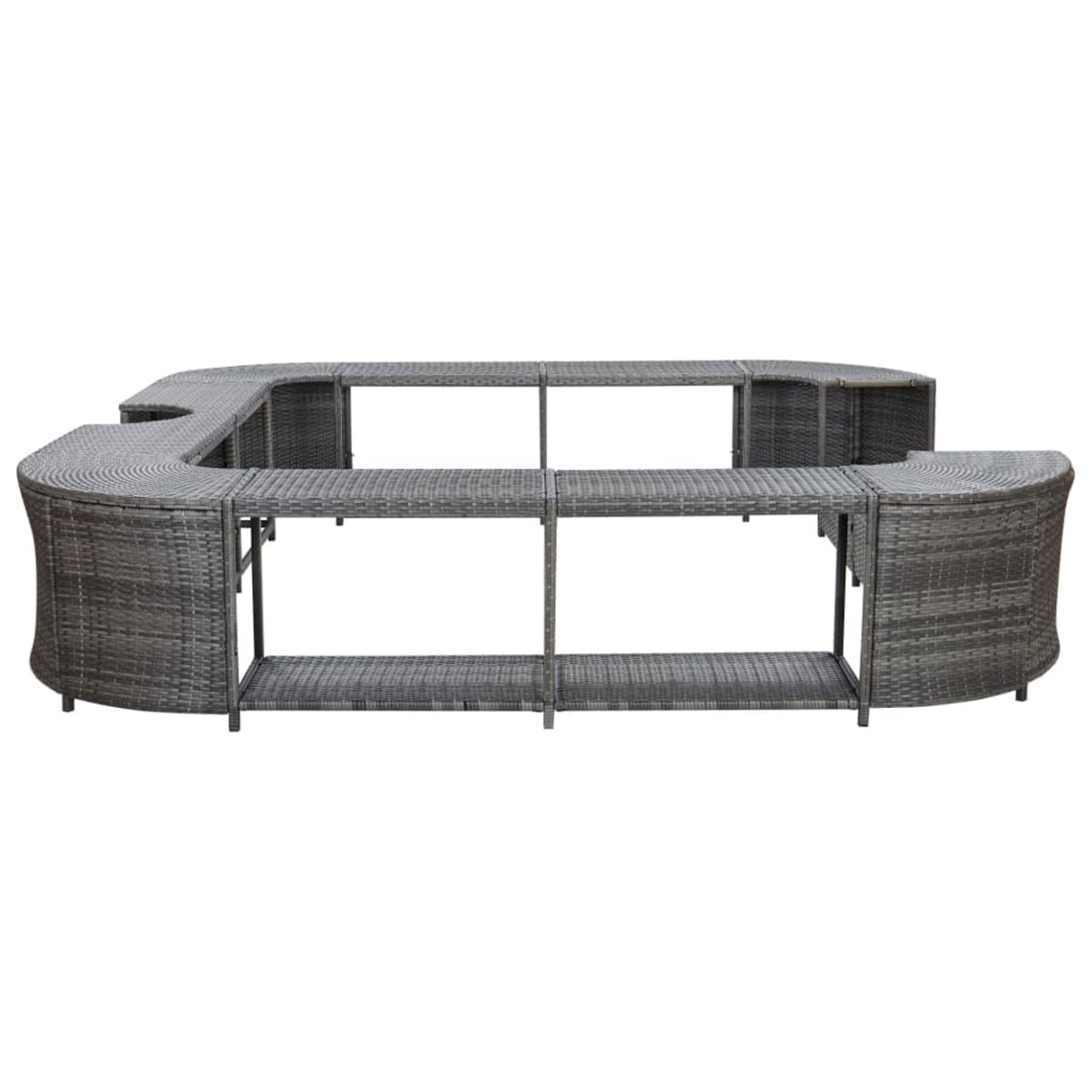 vidaXL Square Spa Surround Black 105.5"x105.5"x21.7" Poly Rattan