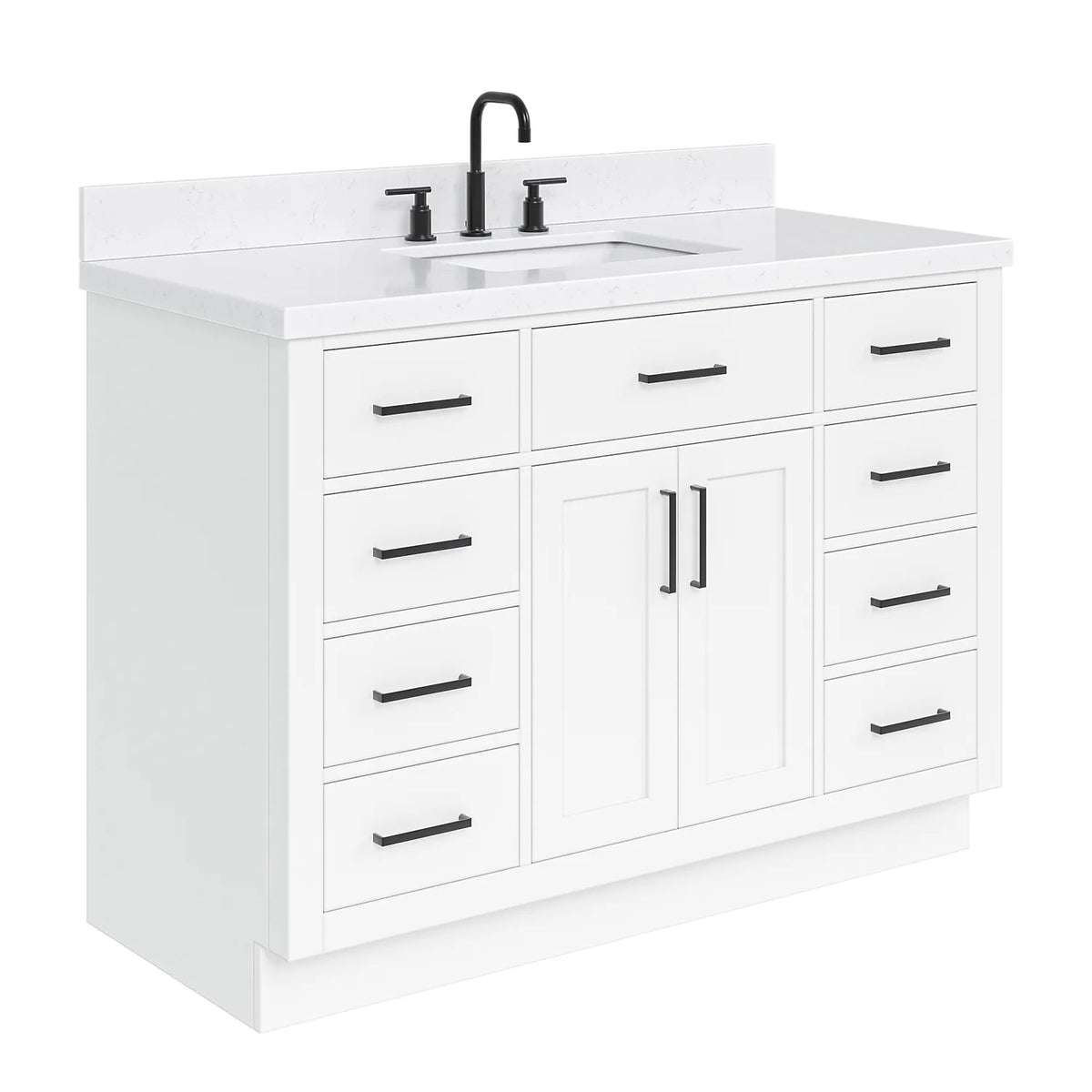 ARIEL Hepburn 48 Inch Rectangle Sink Bathroom Vanity With Carrara White Quartz Countertop 1.5 Edge In Grey