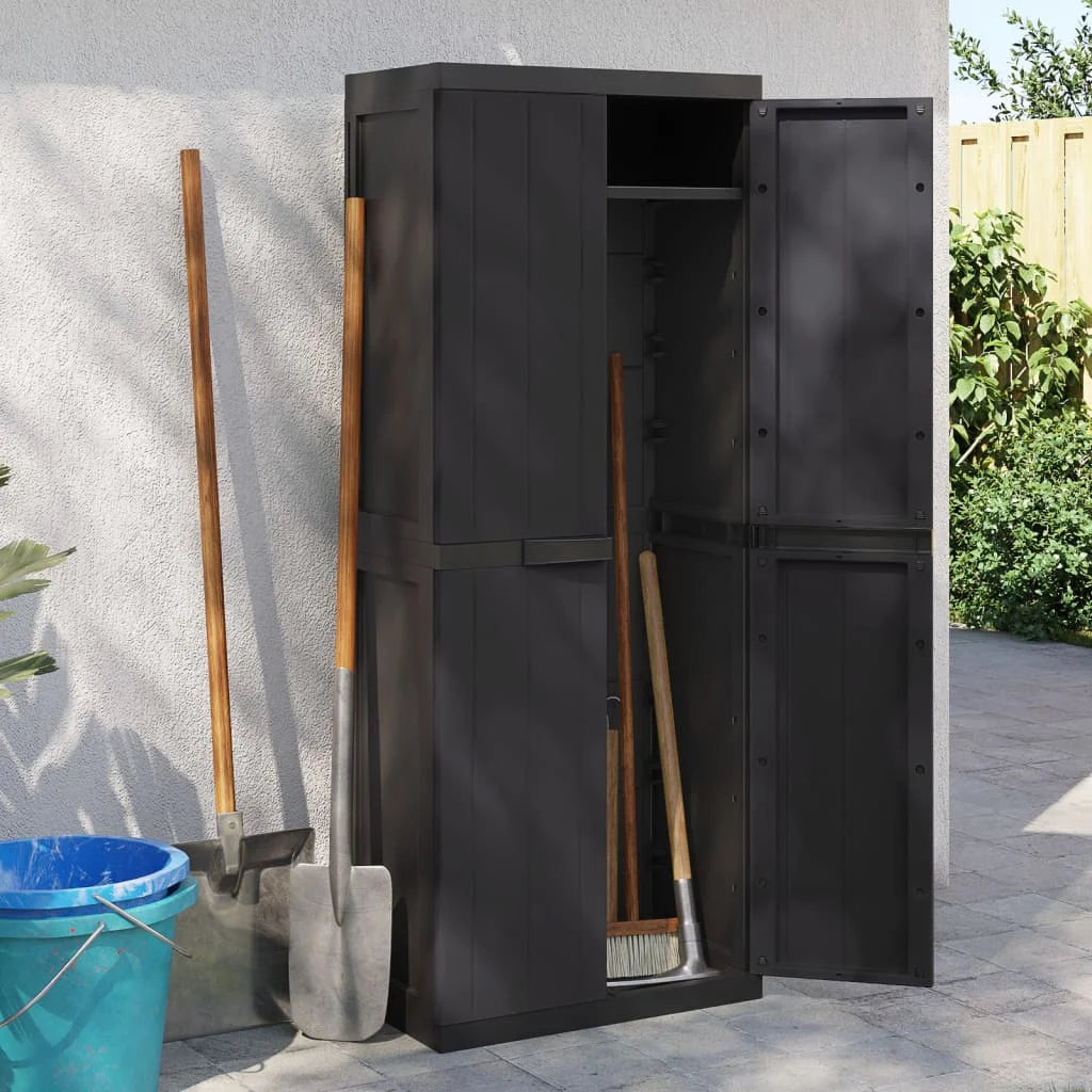 vidaXL Outdoor Storage Cabinet Black 25.6"x14.6"x33.5" PP