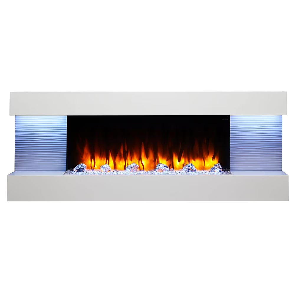 SimpliFire Format 10"D x 60"W x 23"H Floating Mantel Electric Fireplace - White