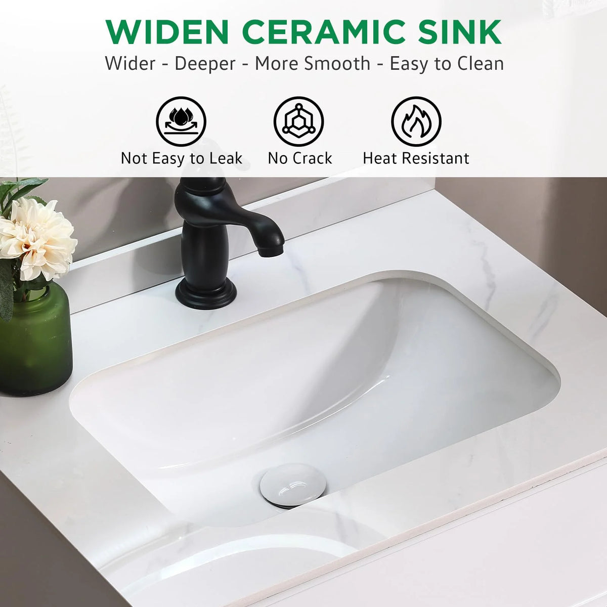 PROHIKER 29.1" Bathroom Vanity with Sink, Modern Bathroom Vanity Cabinet, Freestanding Bathroom Sink Cabinet with 1 Soft-Close Door and Metal Handle