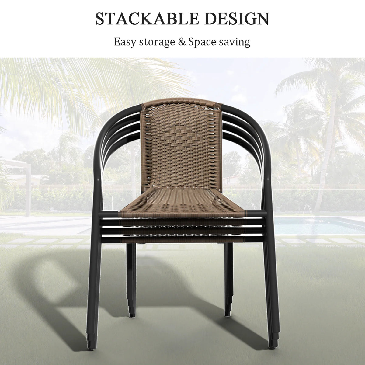 Gaildon Pack Medium Brown Rattan Indoor-Outdoor Restaurant Stack Chair | Versatile and Stylish Seating