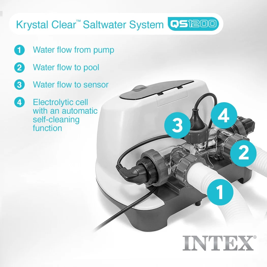 Intex 26661EG Krystal Clear Pool Small and Sleek Saltwater System, 110-120V