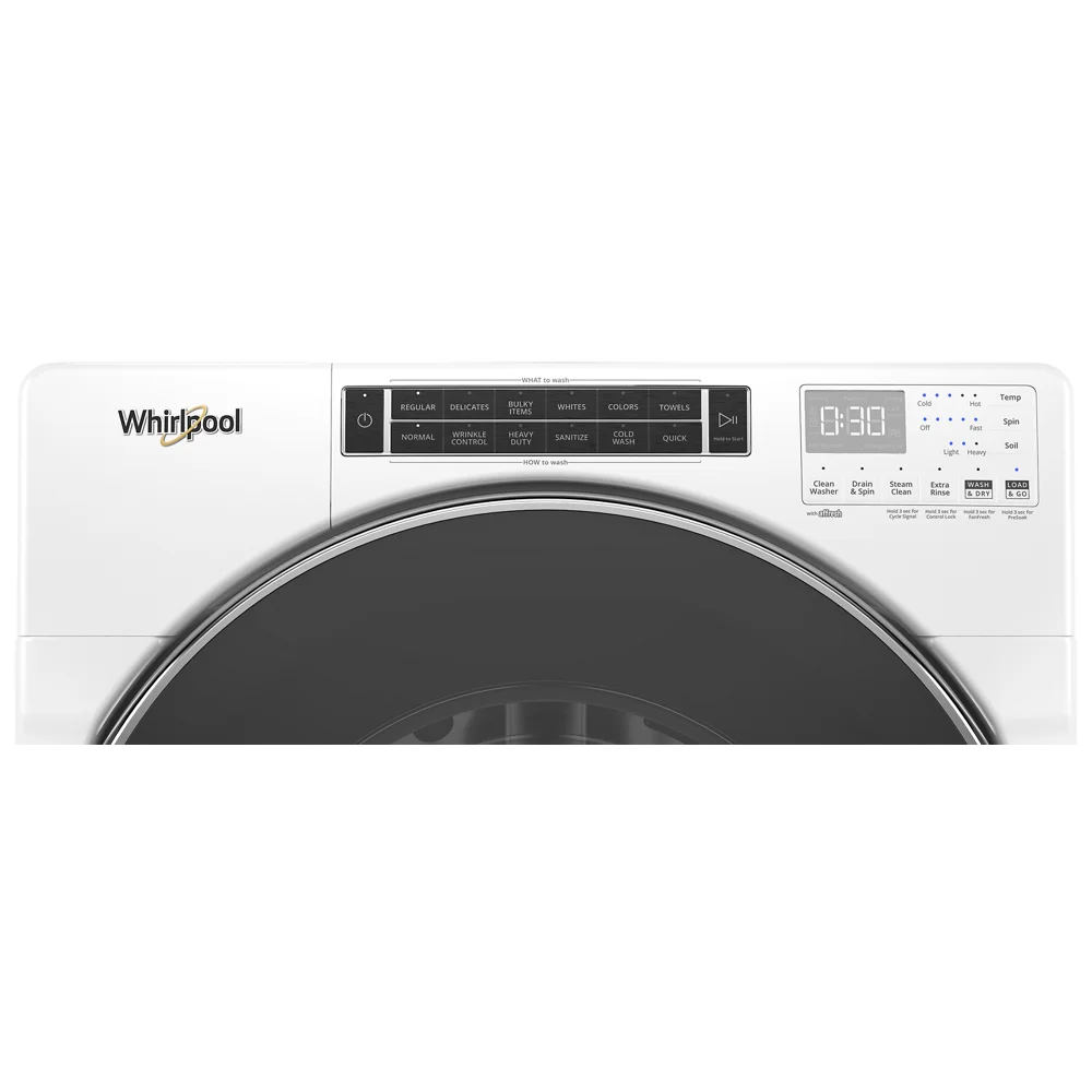 Whirlpool 5.0 cu ft High-Efficiency White Front Load Washing Machine with Load & Go(TM) XL Dispenser