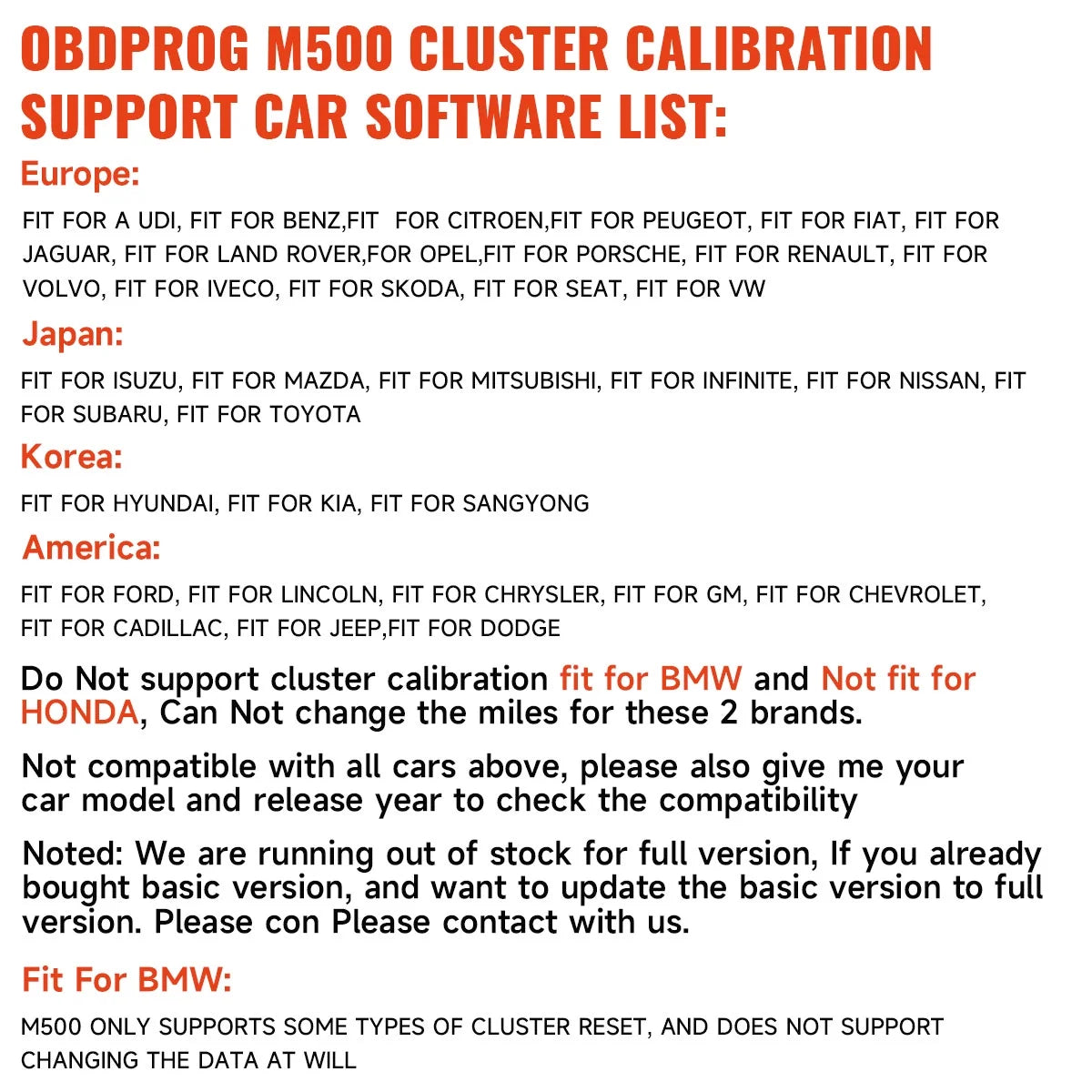 OBDPROG Doctor M500 Car Odometer Mileage Correction OBD2 Scanner Code Reader Diagnostic Oil Service Reset Tool