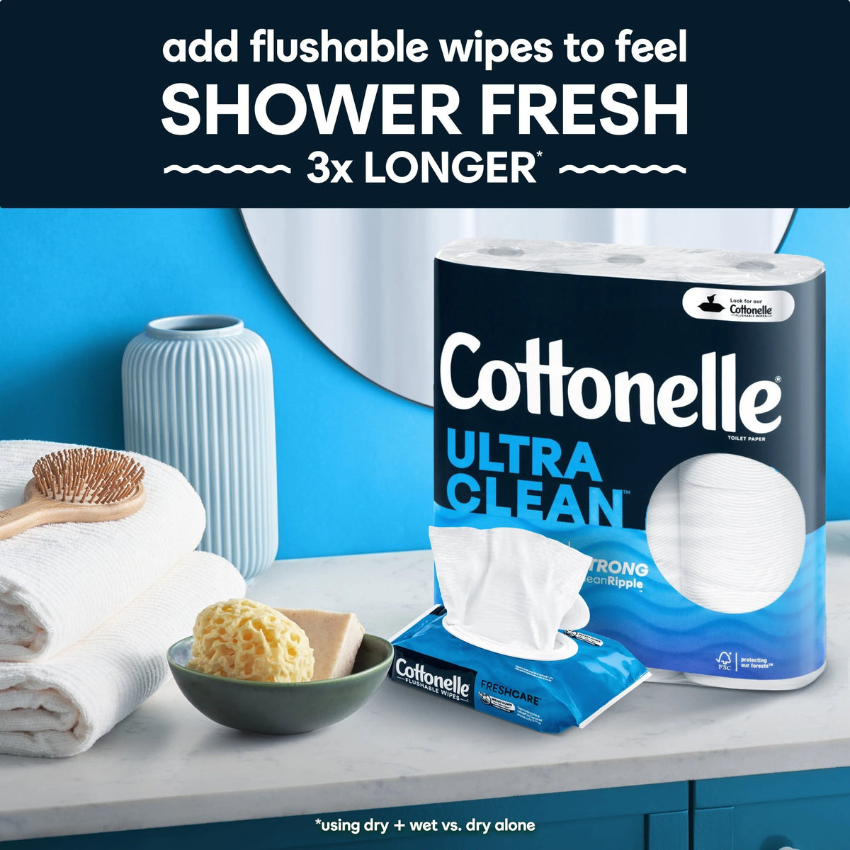 Cottonelle Ultra Clean Toilet Paper, 30 Mega Rolls, 312 Sheets per Roll (9,360 Total)