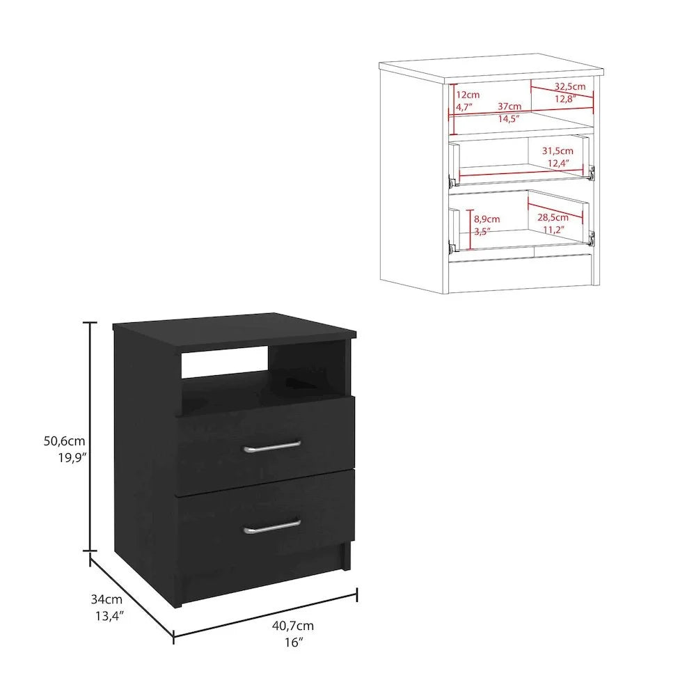 Tuhome Napoles 2 Drawer Night Stand Espresso