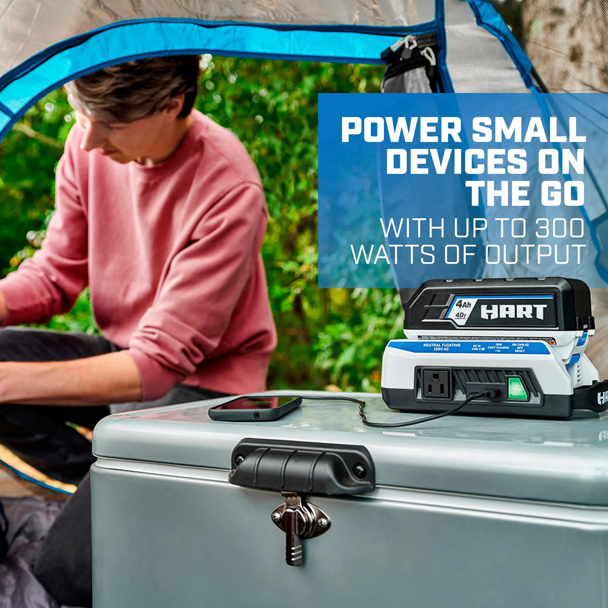 HART 40V 300 Watt Battery Powered Power Source with LED Light and Carry Handle (Battery Not Included)