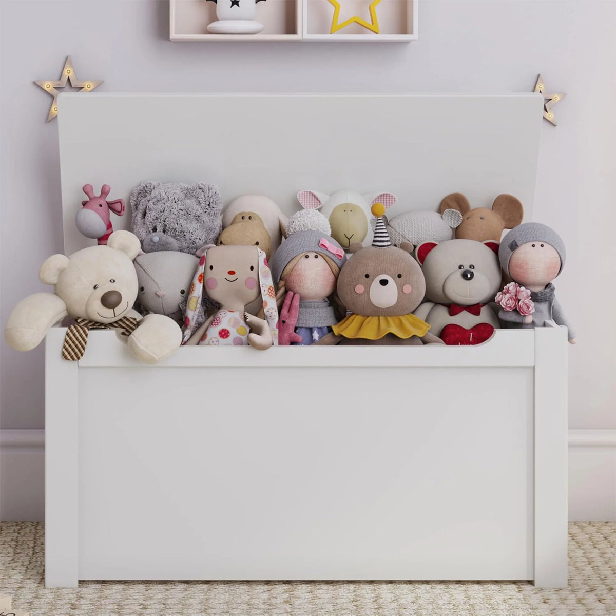 Sturdis Wooden Toy Box Spacious Storage for Home Organization, White