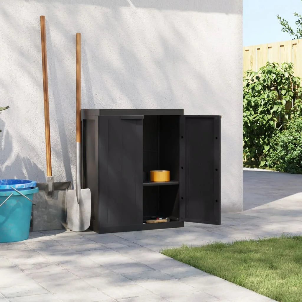 vidaXL Outdoor Storage Cabinet Black 25.6"x14.6"x33.5" PP