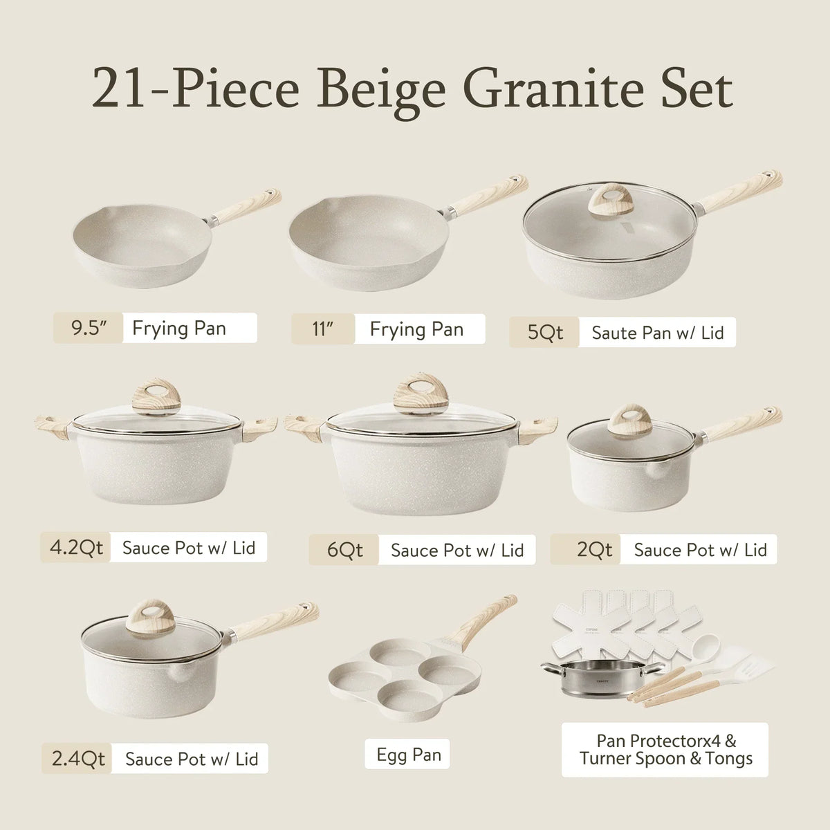 Carote Induction Kitchen Cookware Sets
