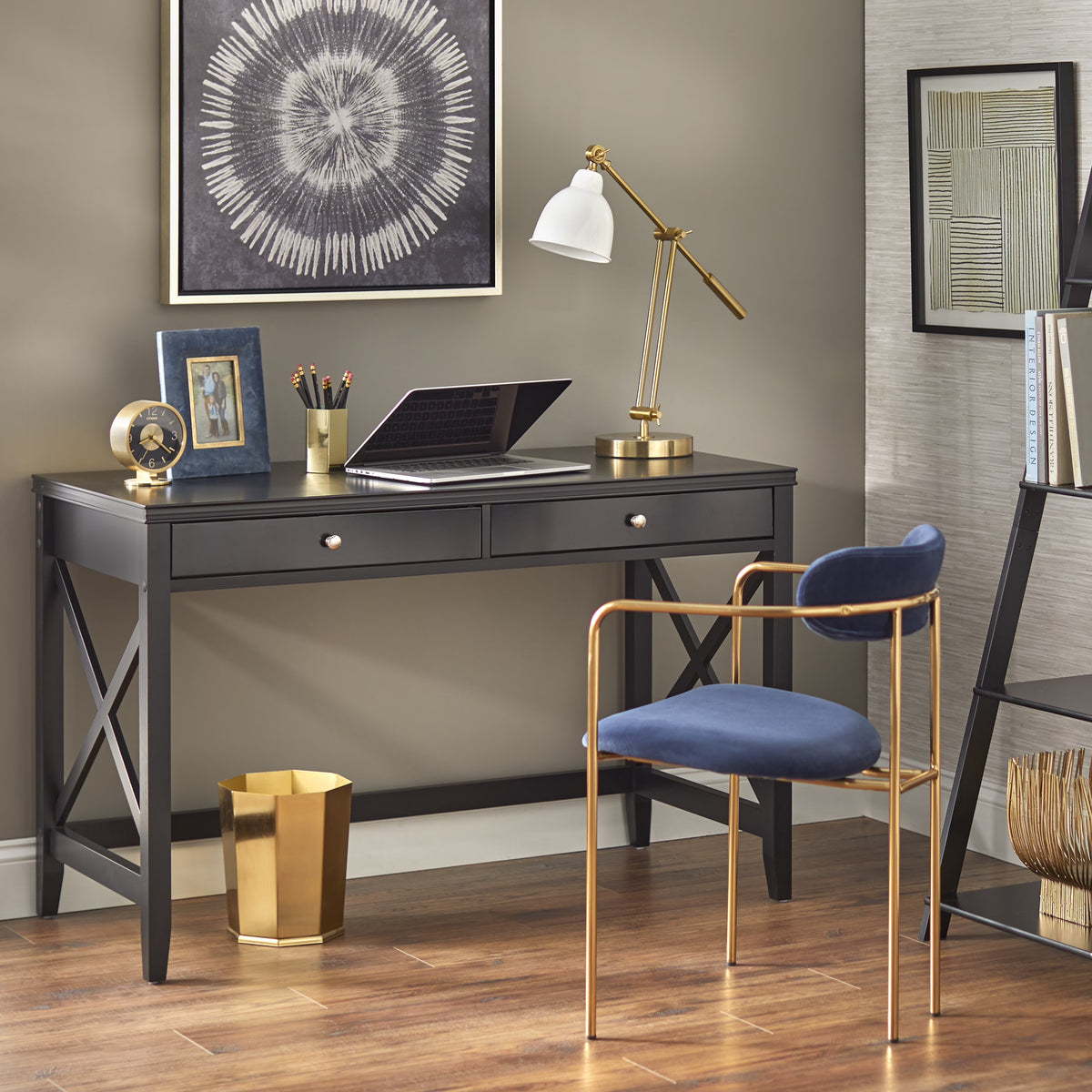 Simple Living  Anderson X Desk Black Painted