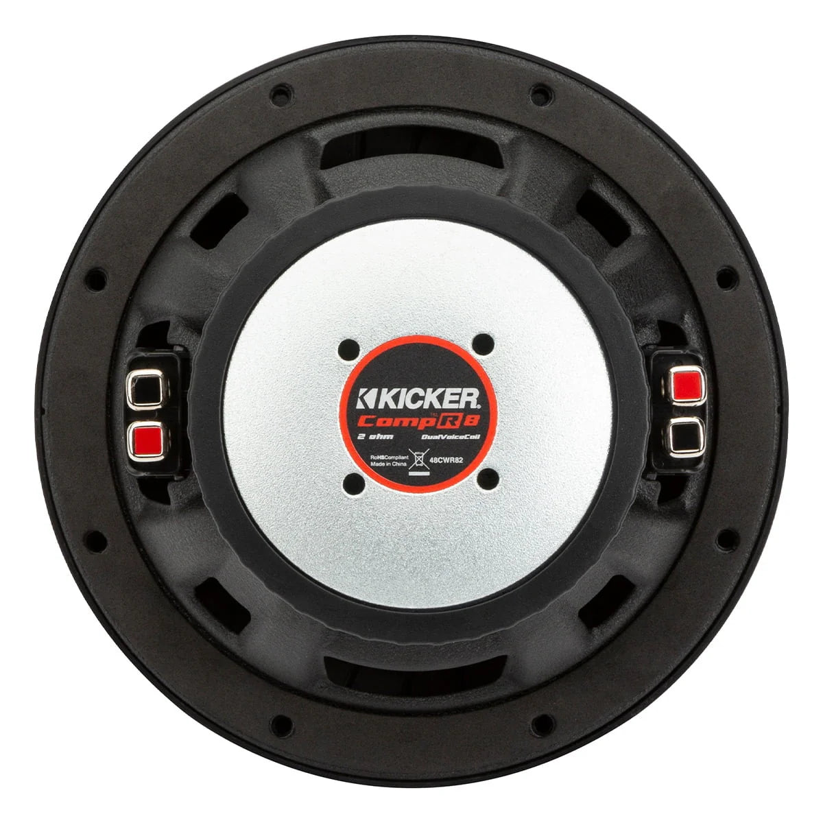 KICKER CompR 8 Inch 2 Ohm DVC 600W Peak Power Car Audio Subwoofer, Black