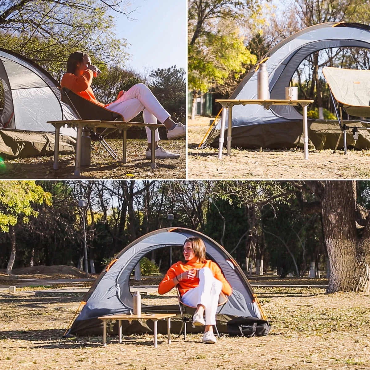 ATEPA Camping Folding Bamboo Table Portable Camp Outdoor Table with Carrying Bag, 23.6"*15.7"