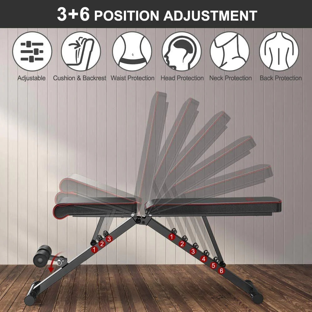 Weight Bench Flat Weight Bench,Soft Leather Adjustable Weight Bench