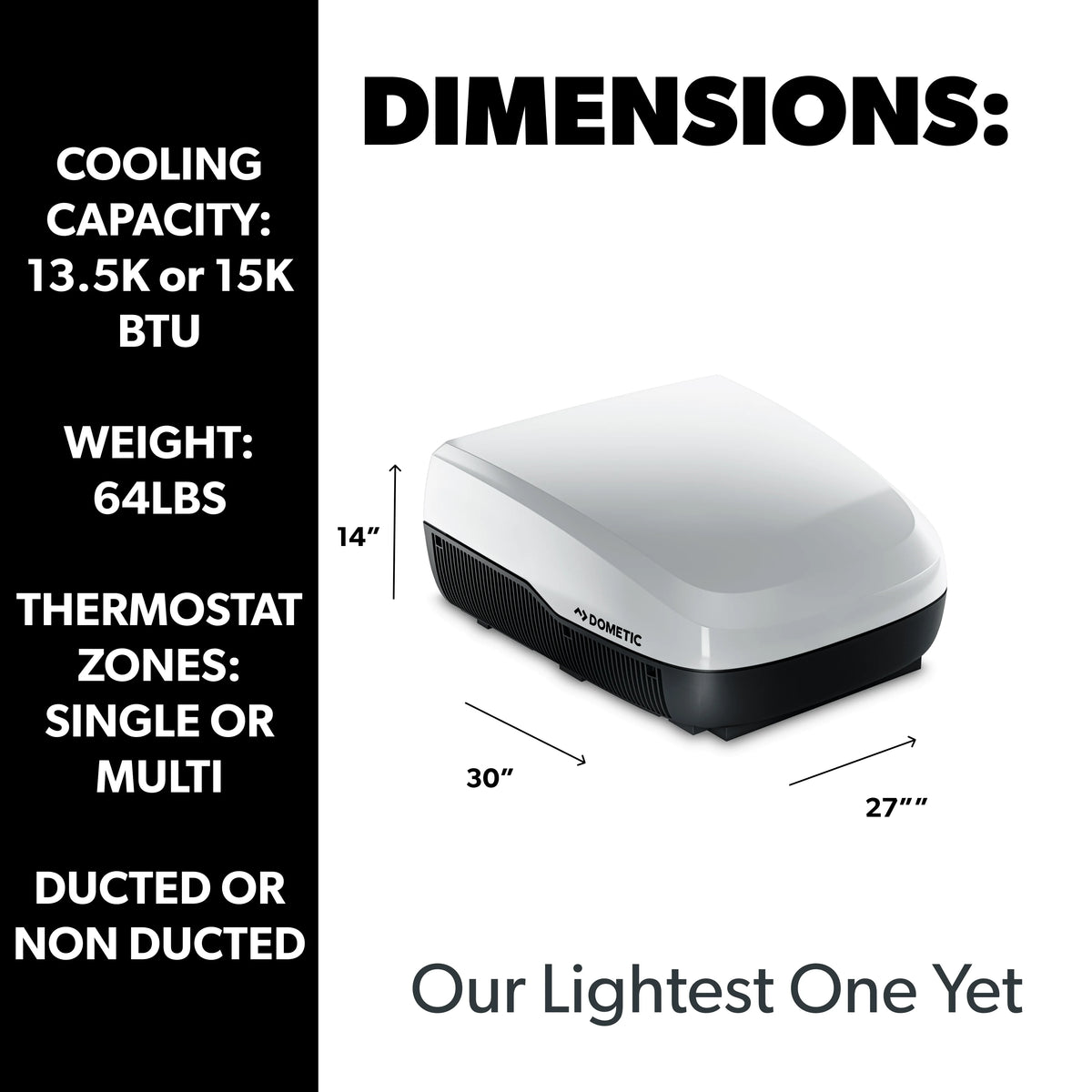 Dometic 15000 BTU Rooftop Air Conditioner, White