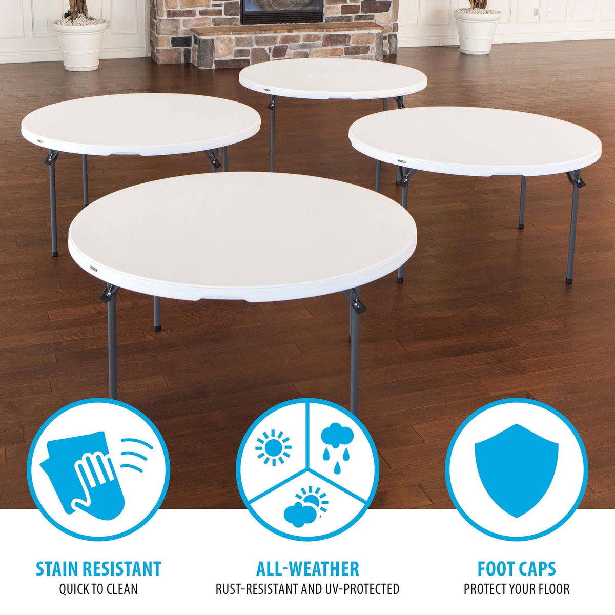 Lifetime (15) 60 in. White Round Tables and Cart Combo - 80441