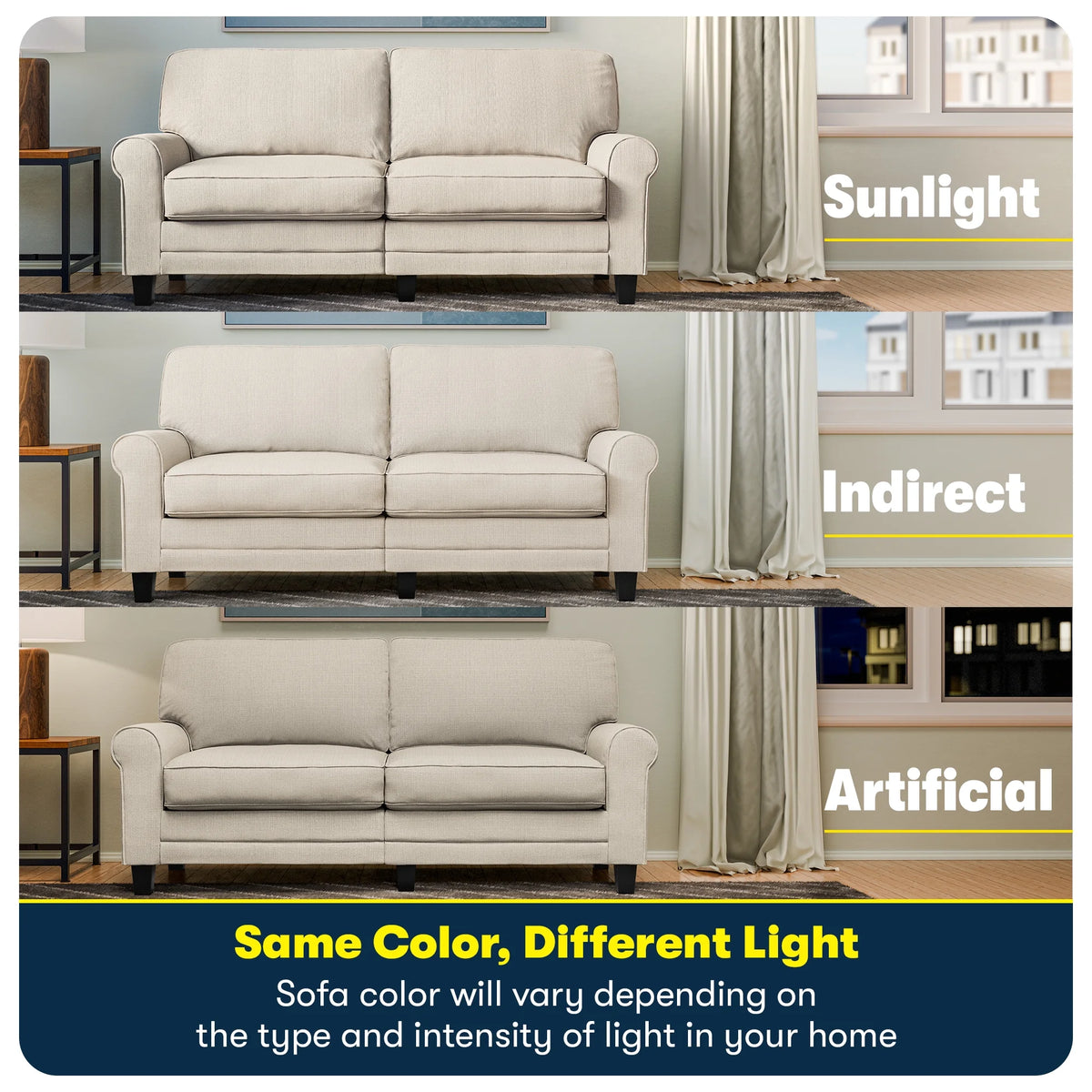 Serta Copenhagen 73" Rolled Arm Sofa with Removable Covers Light Gray