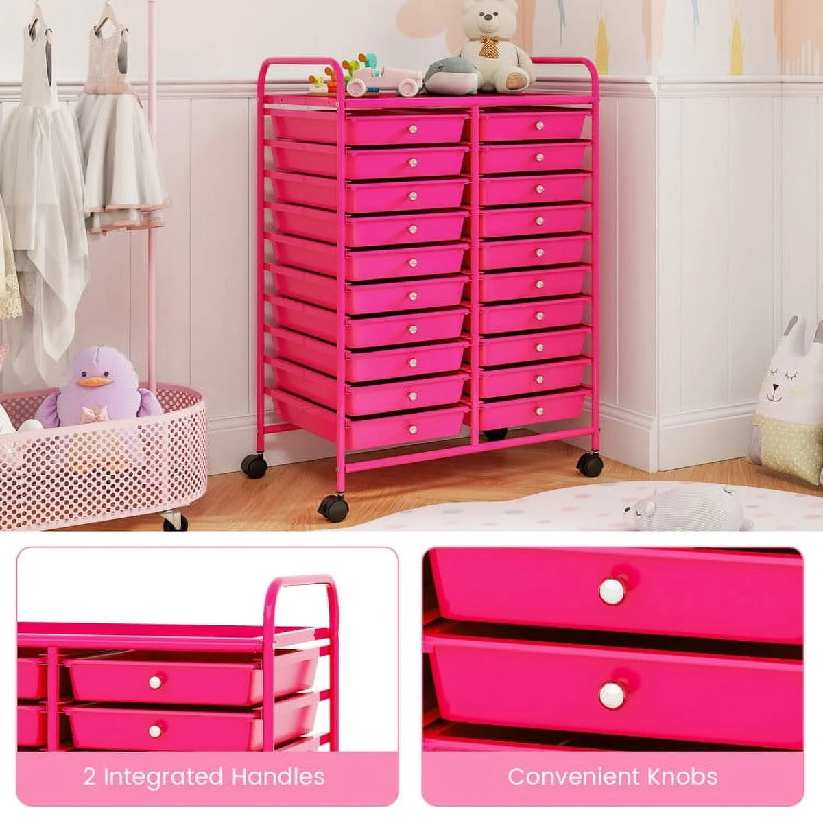 20 Drawers Rolling Storage Cart Studio Organizer